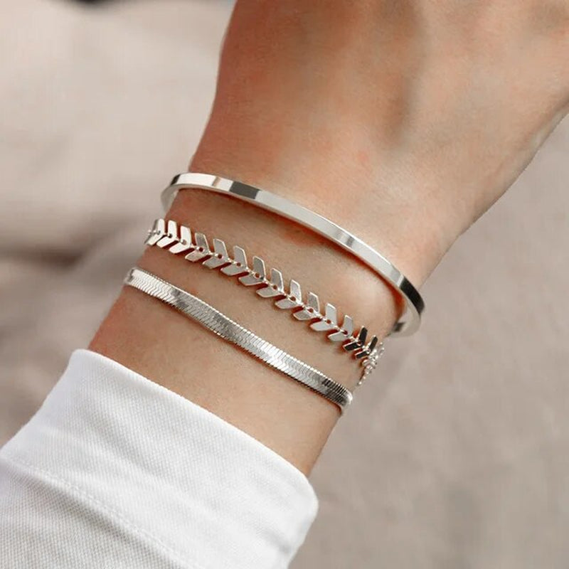 2021 Fashion Snake Fishbone Chain Bracelet Women Vintage Gold Color Stainless Steel Chain Bracelet for Women Jewelry Gift