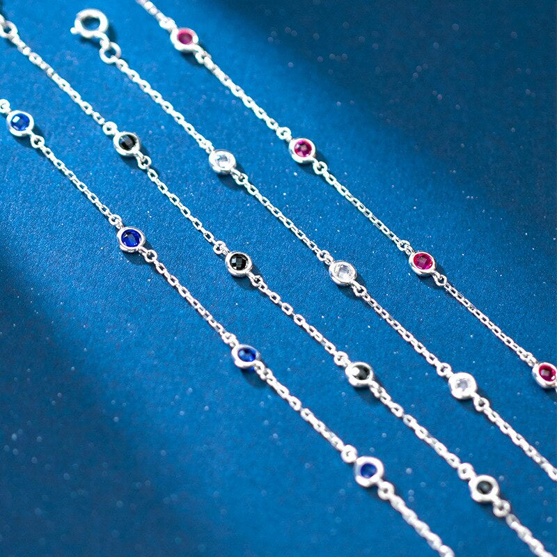 Black White Blue Red Bead Bracelets for Women 925 Sterling Silver Bracelet Trendy Fashion Jewelry Womens Accessories