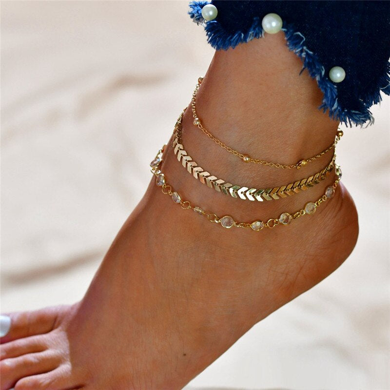 Vintage Beach Foot Anklet for Women Bohemian Female Anklets Summer Bracelet on the Leg Jewelry