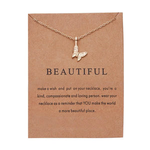 Fashion Butterfly Pearl Pendant Necklace for Women Gold Color Chain Lucky Elephant Dragonfly Charm Choker Jewelry Girl Gifts