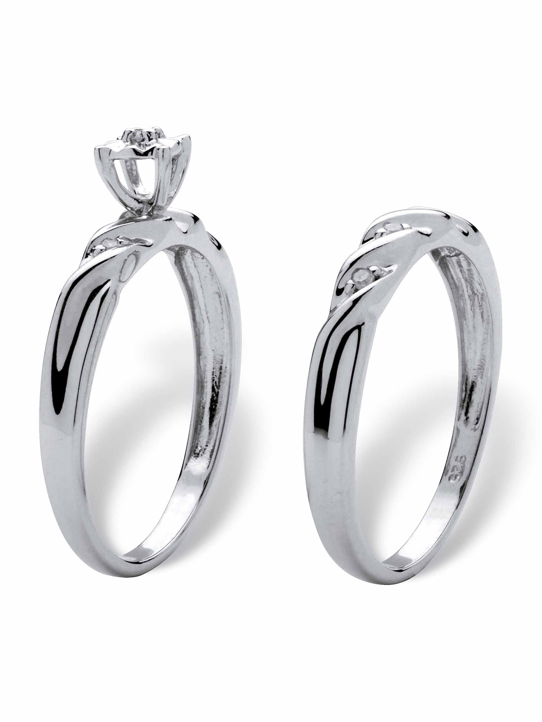 round Diamond Accent 2-Piece Bridal Set in Platinum-Plated Silver or 10K Gold